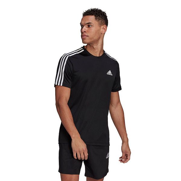 Adidas Aeroready Designed To Move Urheilu 3 Stripes Lyhyt Sleeve Miesten T Paidat Mustat | CAZW-19043