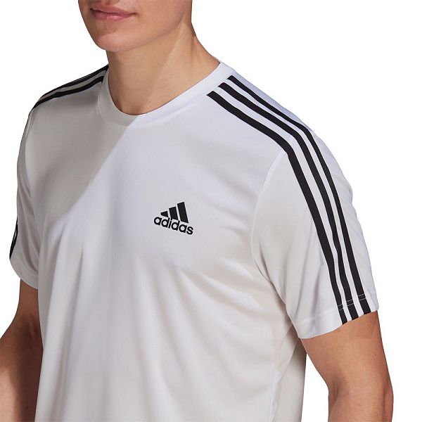 Adidas Aeroready Designed To Move Urheilu 3 Stripes Lyhyt Sleeve Miesten T Paidat Valkoinen | PWDL-26491