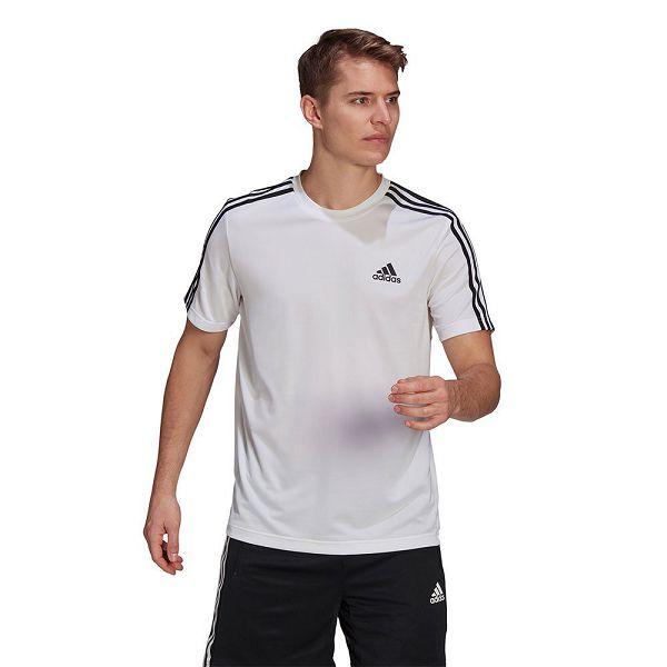 Adidas Aeroready Designed To Move Urheilu 3 Stripes Lyhyt Sleeve Miesten T Paidat Valkoinen | PWDL-26491