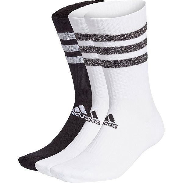 Adidas Glam 3-Stripes Pehmustetut Crew Urheilu 3 Pairs Miesten Sukat White/Black | EDWL-36458