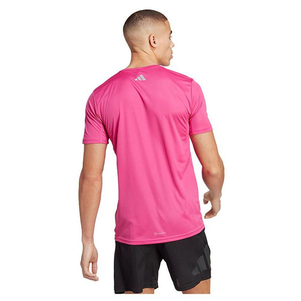 Adidas Run Icons 3 Bar Lyhyt Sleeve Miesten T Paidat Pinkki | RNMU-57439