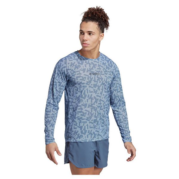 Adidas Trail Gfx Long Sleeve Miesten T Paidat Sininen | PWUB-21760