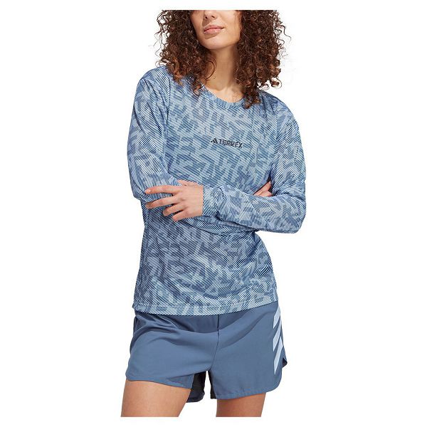 Adidas Trail Gfx Long Sleeve Naisten T Paidat Sininen | IDTK-23610