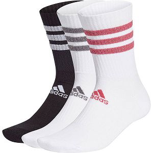 Adidas Glam 3-Stripes Pehmustetut Crew Urheilu 3 Pairs Naisten Sukat White/Black | EMGB-31067