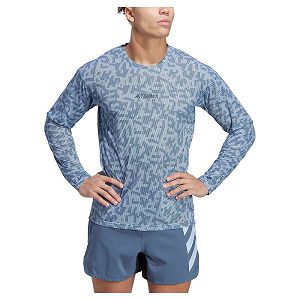 Adidas Trail Gfx Long Sleeve Miesten T Paidat Sininen | PWUB-21760